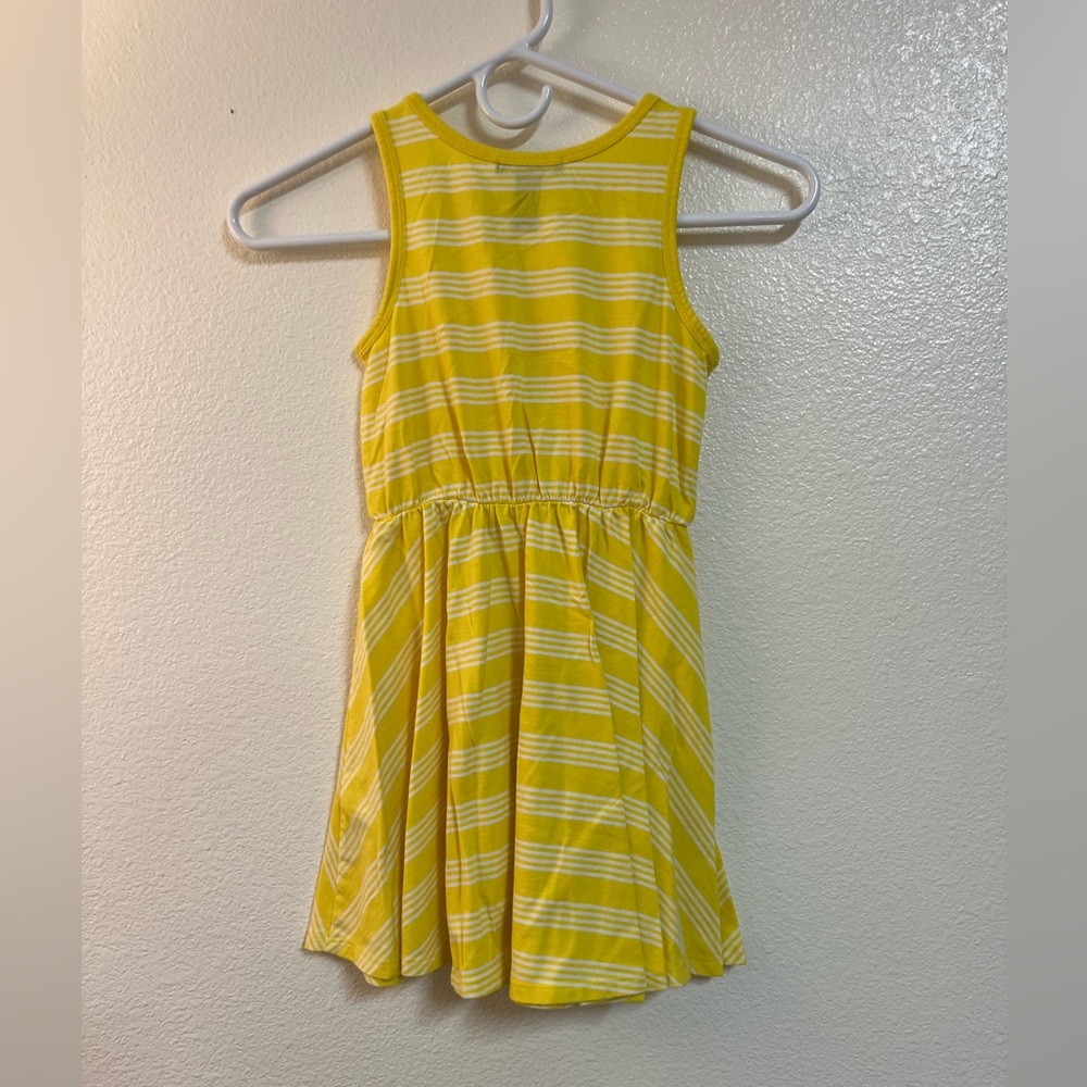 Yellow dress with white stripes